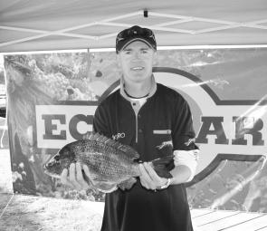 Rick Massie with the 1.54kg bream that had his team in front for the Eco-gear Big Bream on Saturday.